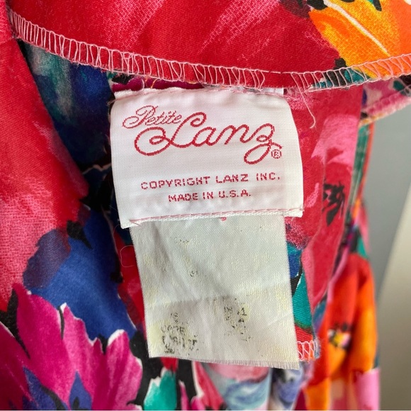 Vintage Floral Dress Sheath Vibrant Convertible Collar Square Neck Petite Lanz - Picture 5 of 16